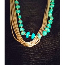 Turquoise  and Liquid Silver Sun West Necklace