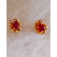 18k Gold Ruby and Diamond Earrings