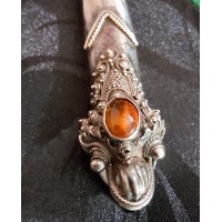 Asian Dragon Cigarette Holder with Sterling Silver, Amber