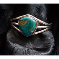 Turquoise and Sterling Silver Indigenous Bracelet, Handmade 